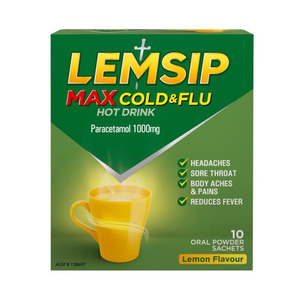 Max Cold & Flu Max Lemon Hot Drink with Paracetamol