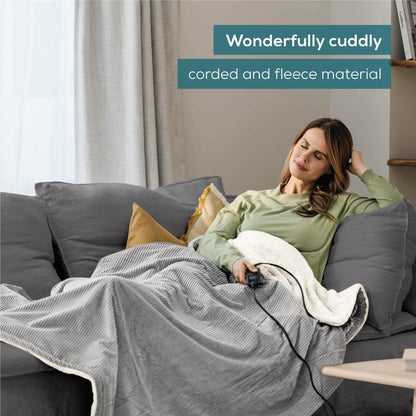 Beurer Corduroy Heated Throw (Light Grey)
