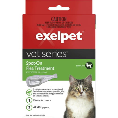 Exelpet Vet Series Spot On Flea Treatment For Cats 2 Pack