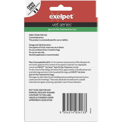 Exelpet Vet Series Spot On Flea Treatment For Cats 2 Pack