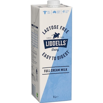 Liddells Lactose Free Full Cream Long Life Milk UHT 1L