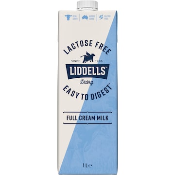 Liddells Lactose Free Full Cream Long Life Milk UHT 1L