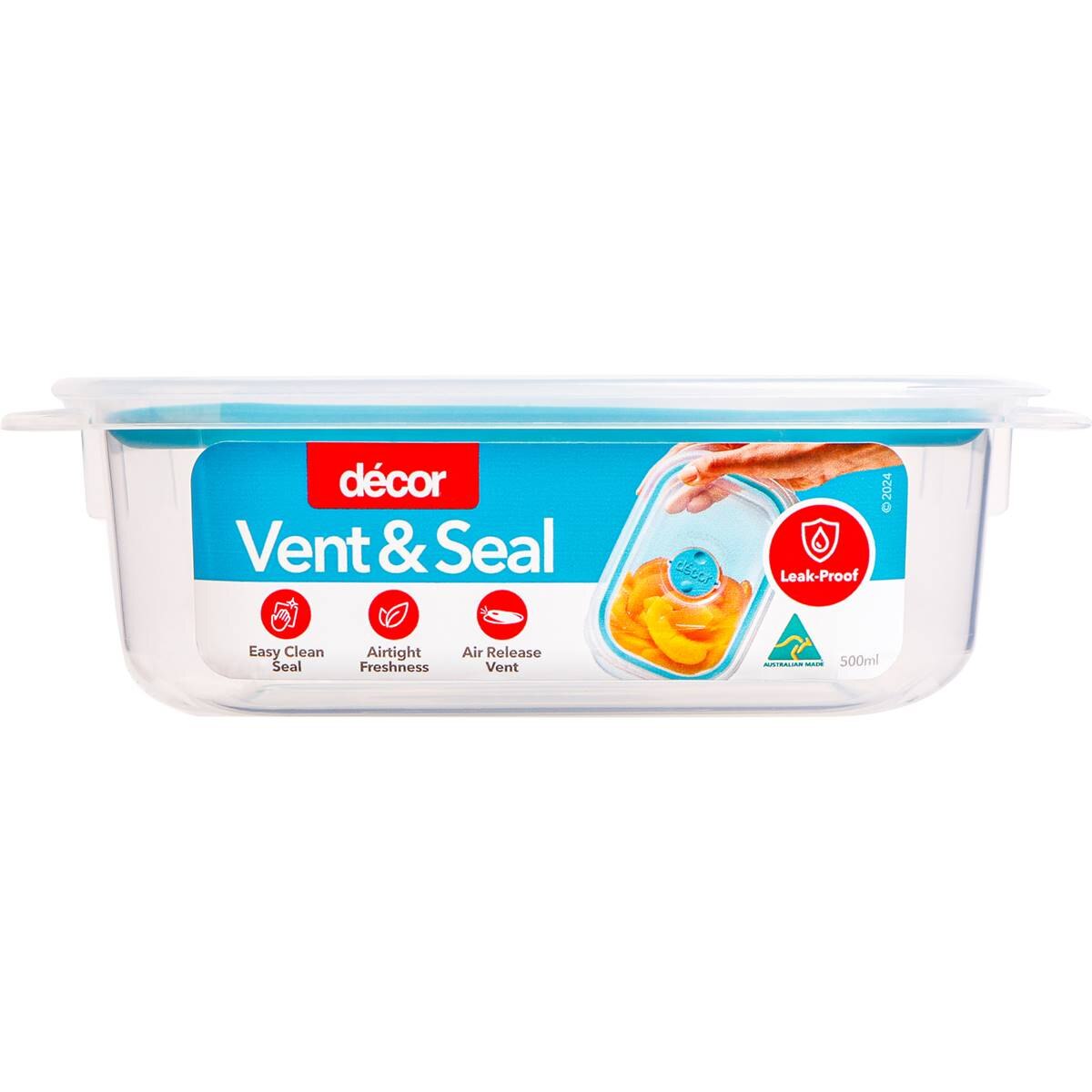 Decor Vent & Seal Container Square Teal 500mL