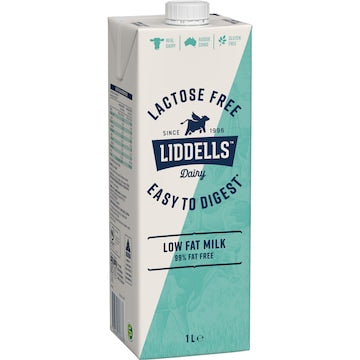 Liddells Lactose Free Low Fat Long Life Milk UHT 1L