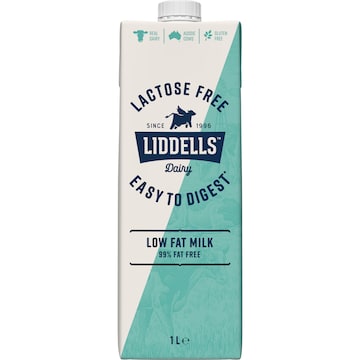 Liddells Lactose Free Low Fat Long Life Milk UHT 1L
