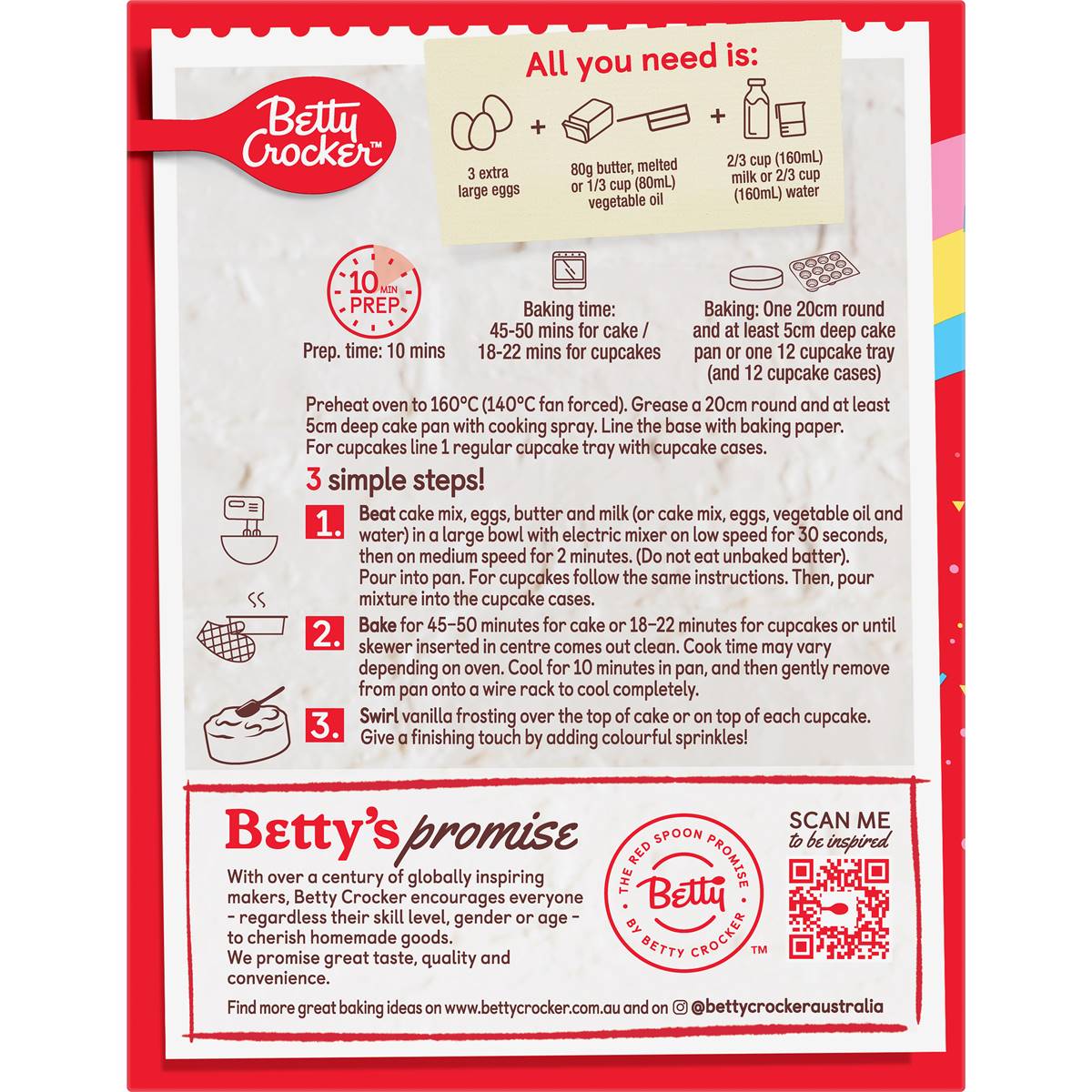 Betty Crocker Rainbow Chip Party Cake Mix 450g