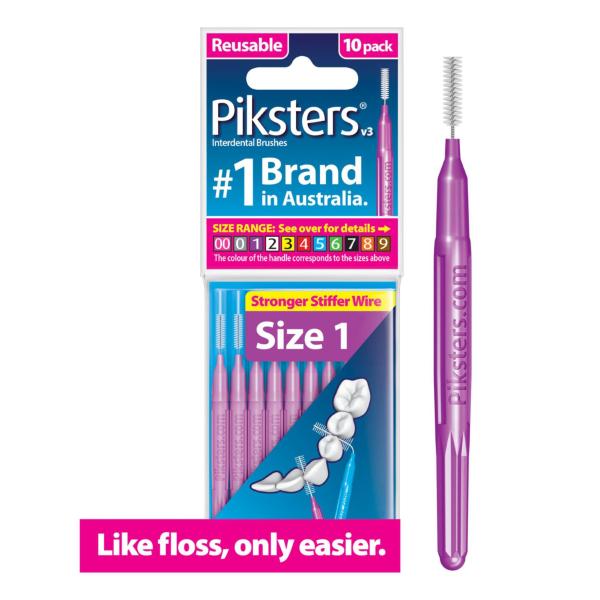 PIKSTERS INTERDENTAL BRUSH SIZE 1 SMALL 10PK