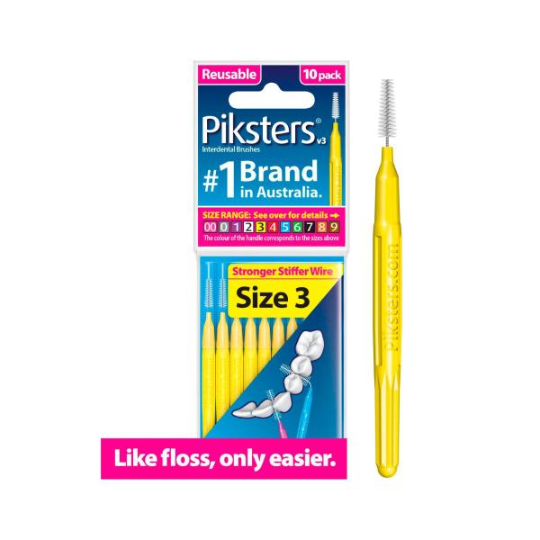 PIKSTER INTERDENTAL BRUSH SIZE 3 MEDIUM 10PK