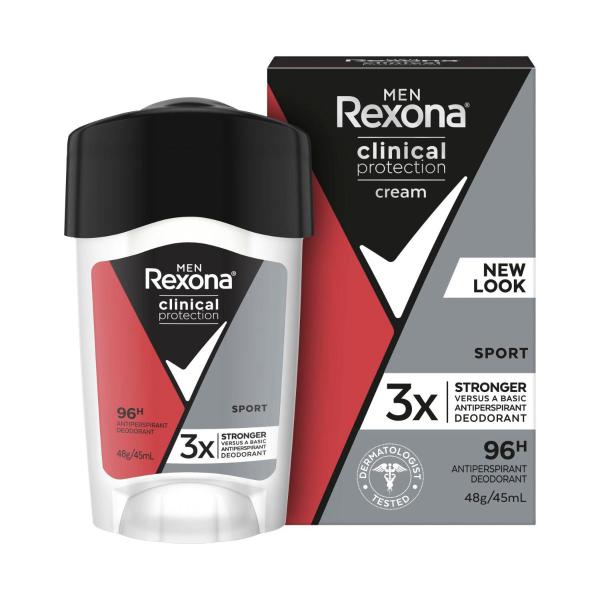 REXONA MEN DEODORANT 96HR CLINICAL CREAM SPORT 45ML