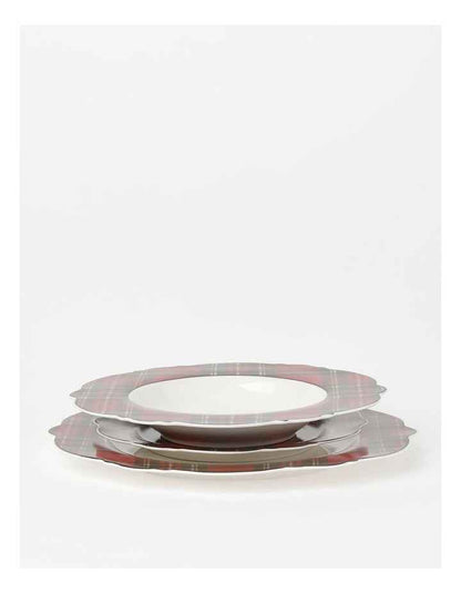 Heirloom Tartan 12pc Dinner Set in Red/White