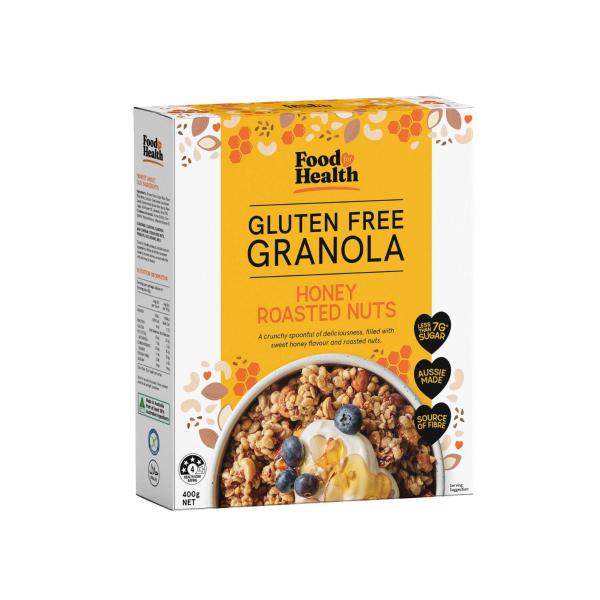 FOOD FOR HEALTH GLUTEN FREE GRANOLA HONEY ROASTED NUT 400G