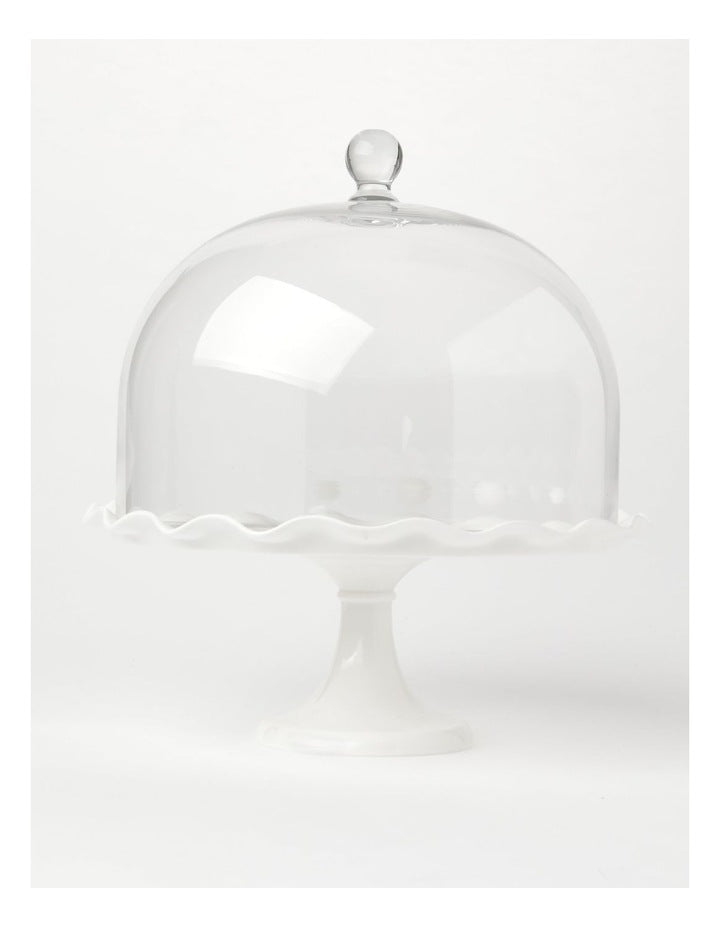 Scalloped Edge Cake Dome and Glass Stand Large