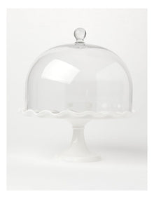 Scalloped Edge Cake Dome and Glass Stand Large