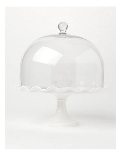 Scalloped Edge Cake Dome and Glass Stand Large
