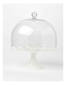 Scalloped Edge Cake Dome and Glass Stand Large