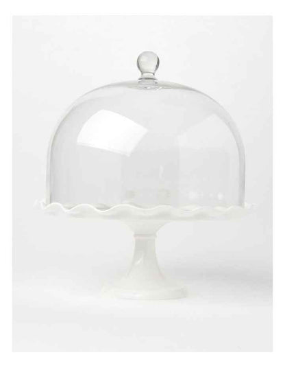 Scalloped Edge Cake Dome and Glass Stand Large