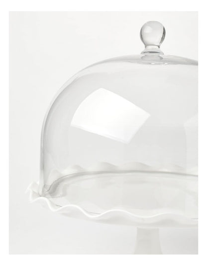 Scalloped Edge Cake Dome and Glass Stand Large