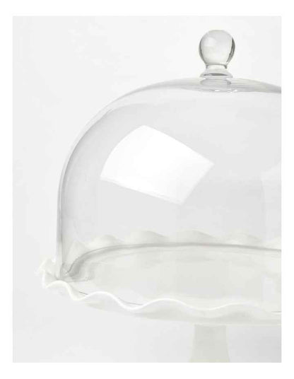 Scalloped Edge Cake Dome and Glass Stand Large