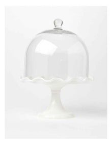 Scalloped Edge Cake Dome and Glass Stand Small