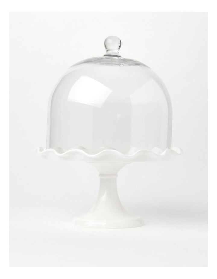 Scalloped Edge Cake Dome and Glass Stand Small