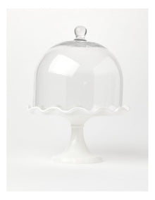 Scalloped Edge Cake Dome and Glass Stand Small