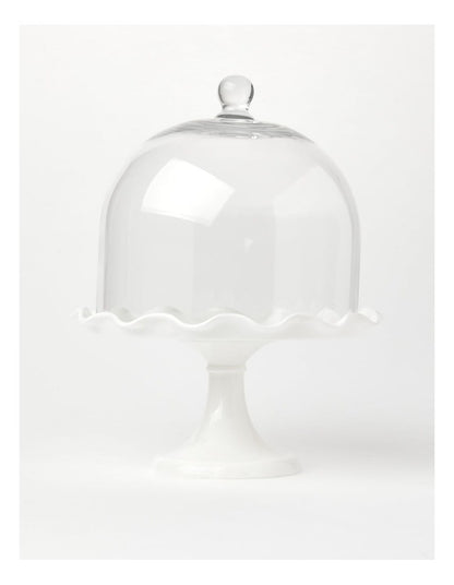 Scalloped Edge Cake Dome and Glass Stand Small