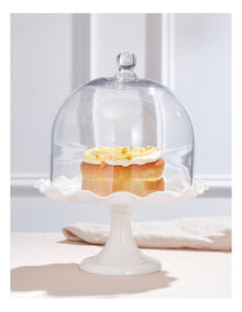 Scalloped Edge Cake Dome and Glass Stand Small