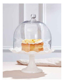Scalloped Edge Cake Dome and Glass Stand Small