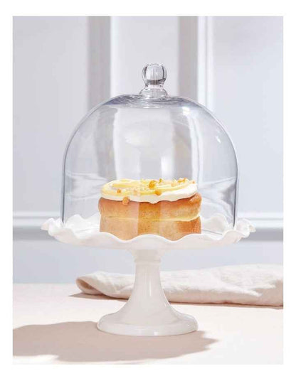 Scalloped Edge Cake Dome and Glass Stand Small