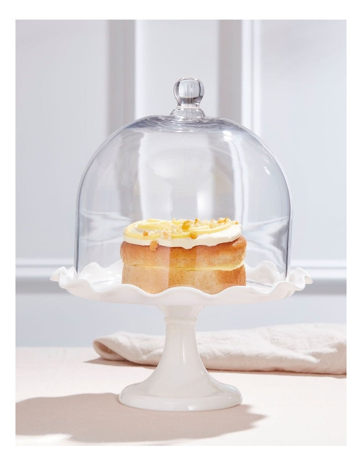 Scalloped Edge Cake Dome and Glass Stand Small
