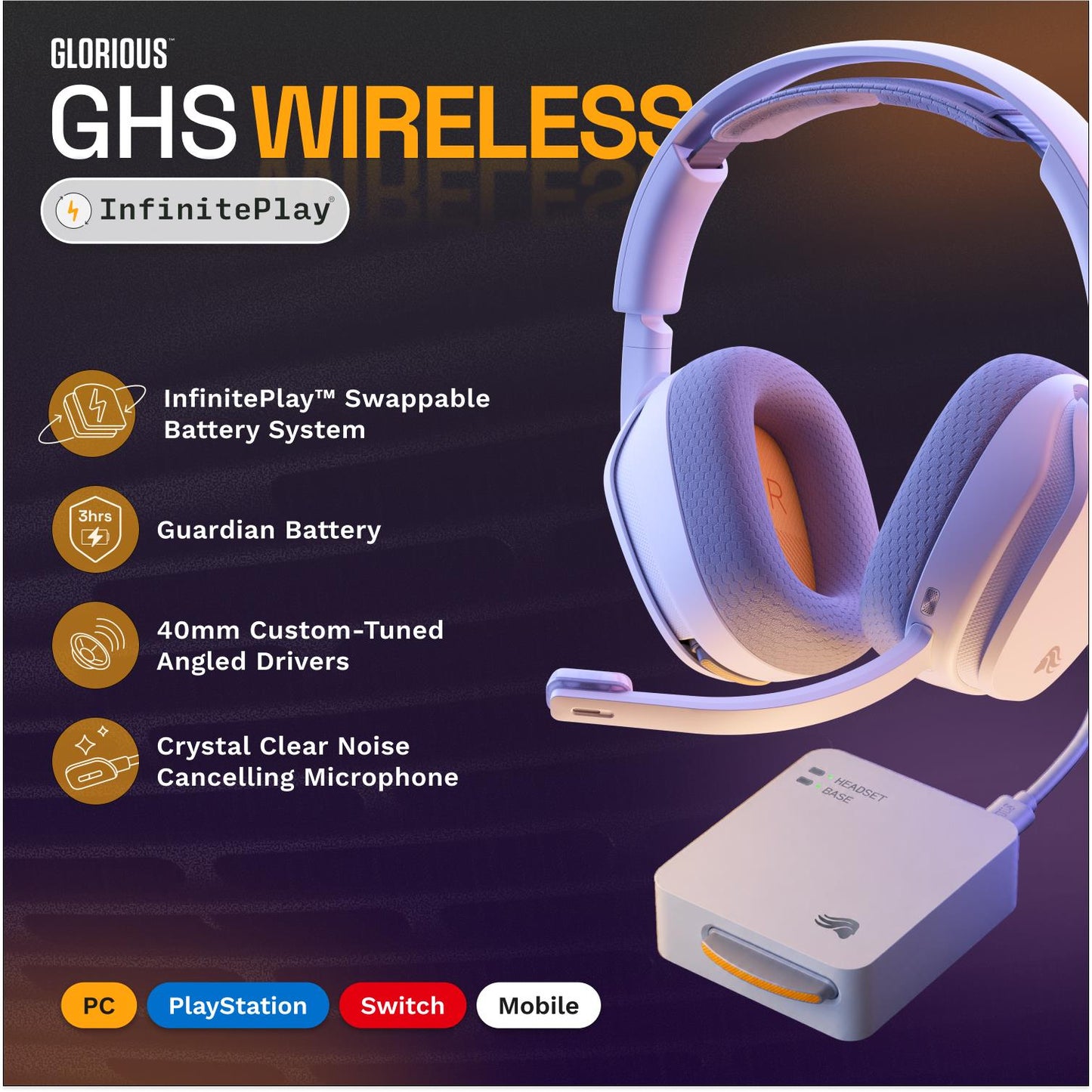 Glorious GHS Wireless InfinitePlay Wireless Gaming Headset