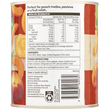 Woolworths Peach Slices In Syrup 825g