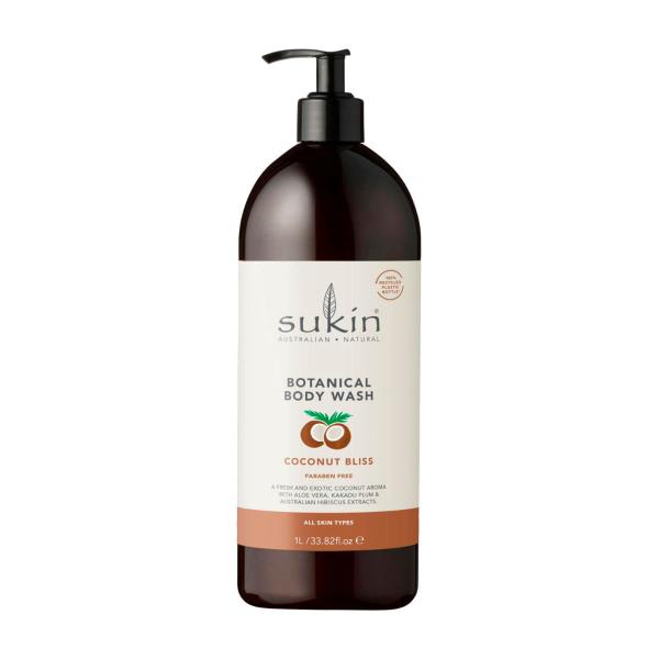 SUKIN BOTANICAL BODY WASH COCONUT BLISS 1L PUMP