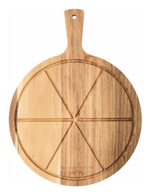 Pizza Serving Board with Cutter in Natural Wood