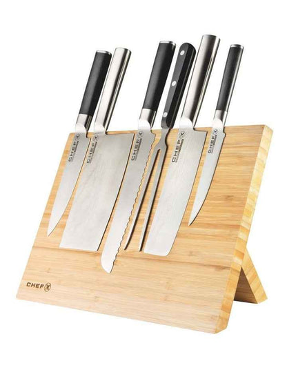 Universal Bamboo Magnetic Knife Stand in Natural Wood