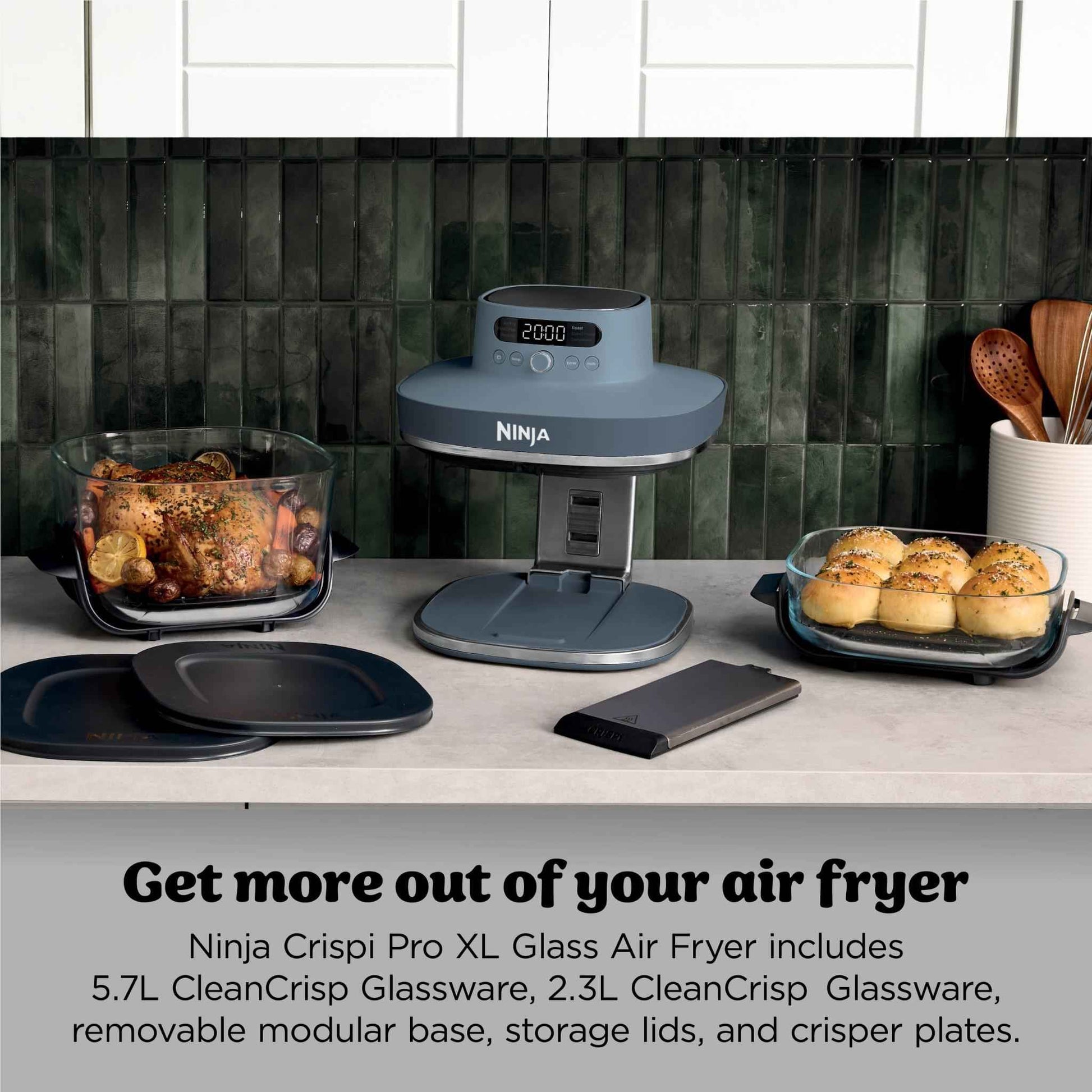 Ninja Crispi Pro 6-in-1 Countertop Glass Air Fryer (Cyberspace)