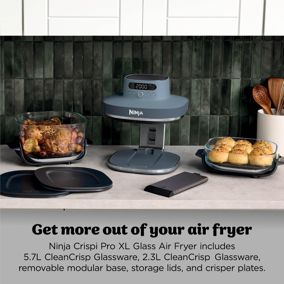 Ninja Crispi Pro 6-in-1 Countertop Glass Air Fryer (Cyberspace)