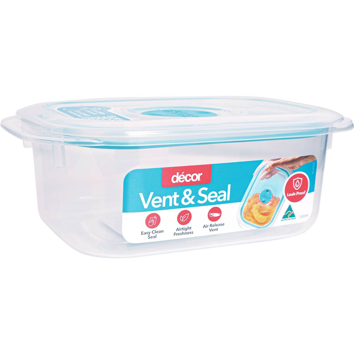 Decor Vent & Seal Container Oblong Teal 500mL