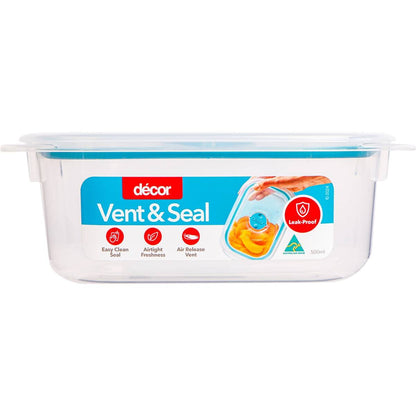 Decor Vent & Seal Container Oblong Teal 500mL