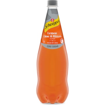 Schweppes Zero Sugar Mixers Lemon Lime & Bitters Soft Drink Bottle 1.1L