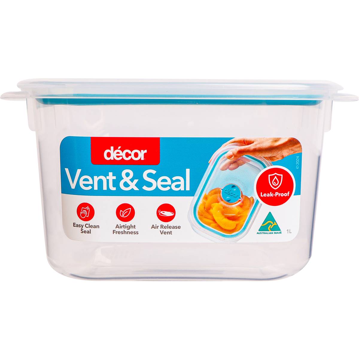 Decor Vent & Seal Container Square Teal 1L