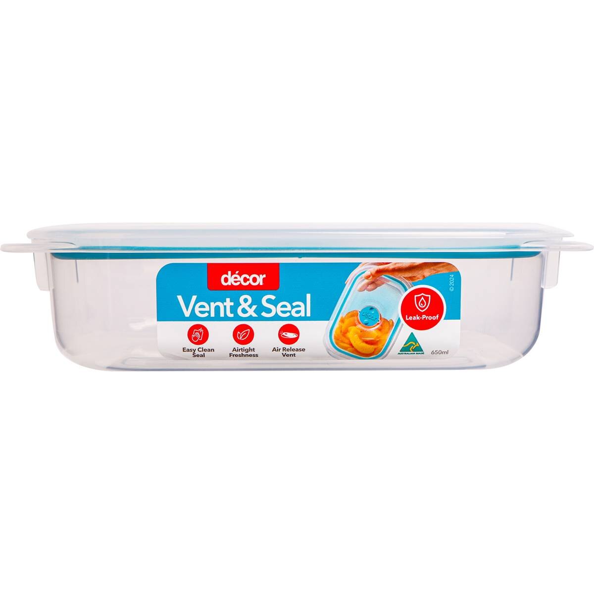 Decor Vent & Seal Container Square Teal 650mL
