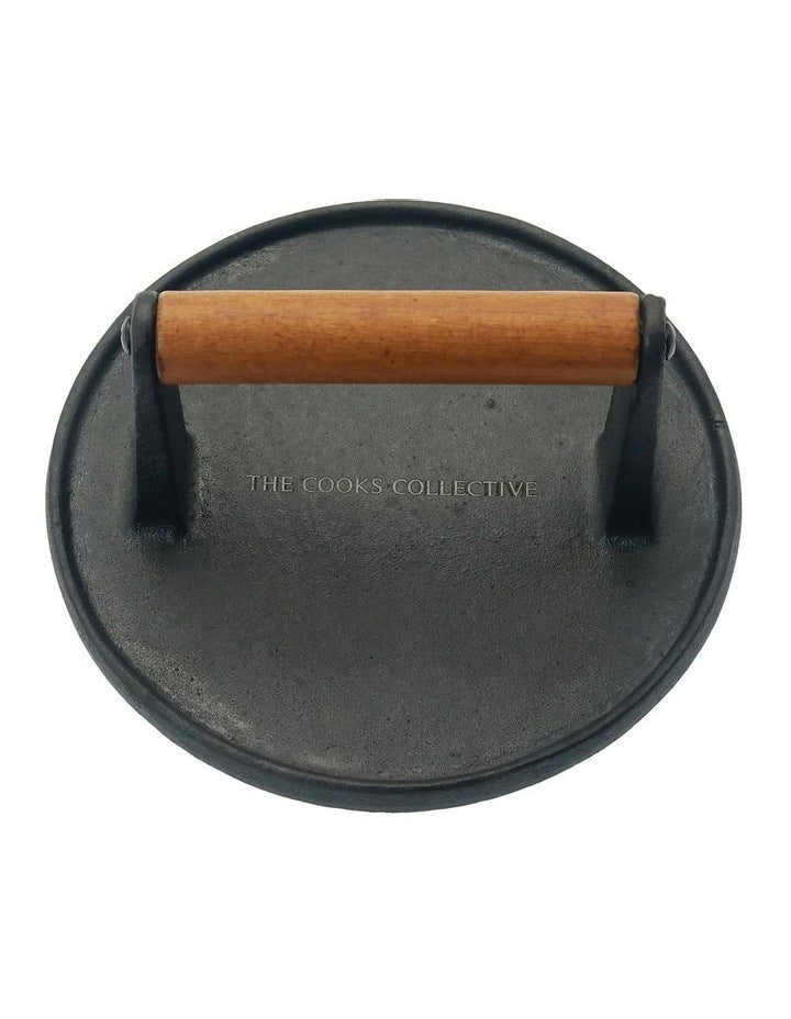 Cast Iron Smash Burger Press in Black
