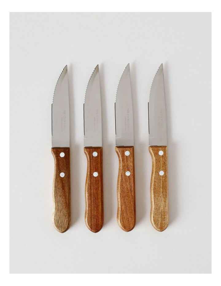 Acacia Handle Steak Knives Set of 4 12.5cm in Wood/Steel