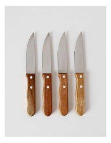 Acacia Handle Steak Knives Set of 4 12.5cm in Wood/Steel