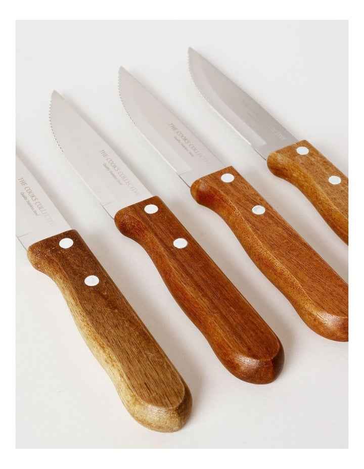 Acacia Handle Steak Knives Set of 4 12.5cm in Wood/Steel