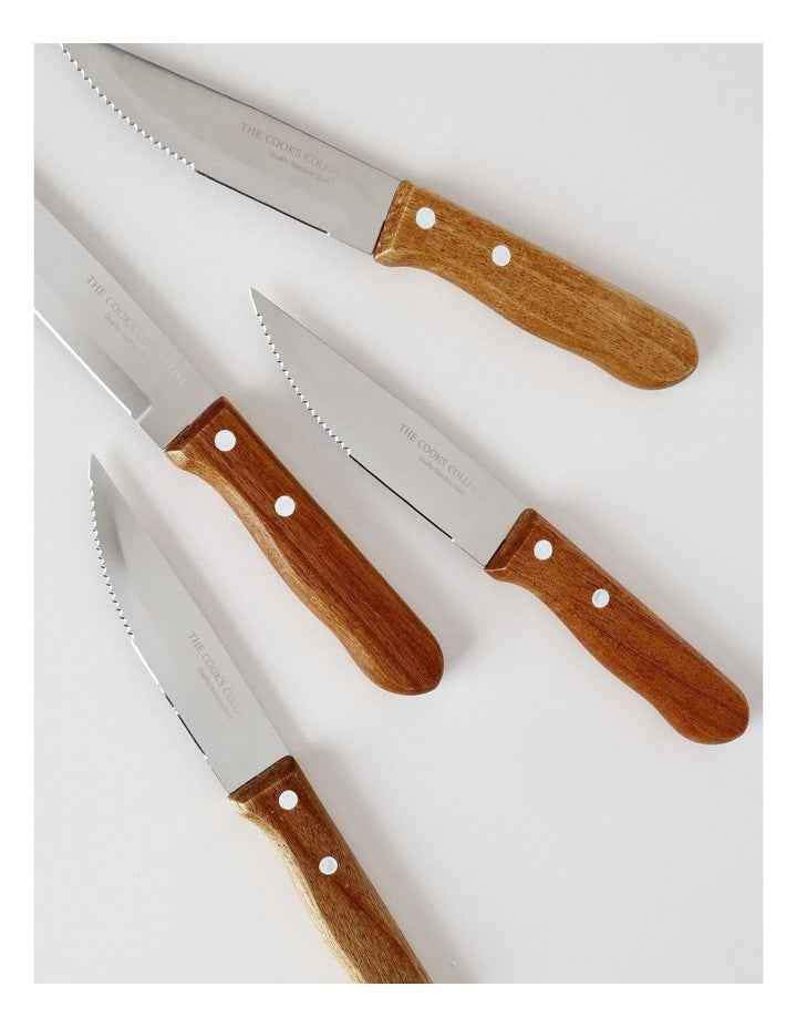 Acacia Handle Steak Knives Set of 4 12.5cm in Wood/Steel