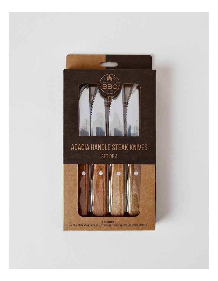 Acacia Handle Steak Knives Set of 4 12.5cm in Wood/Steel