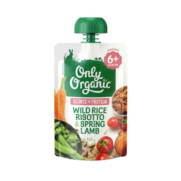 ONLY ORGANIC 6+MONTHS POUCHES BABY FOOD:WILD RICE RISO:.:120 GRAM