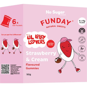 Funday Kids Flavoured Gummies Strawberry & Cream 15g x 6 pack